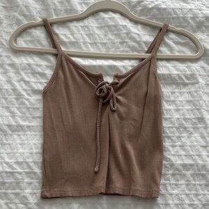 Papaya Brown Sleeveless Tie-Front Camisole